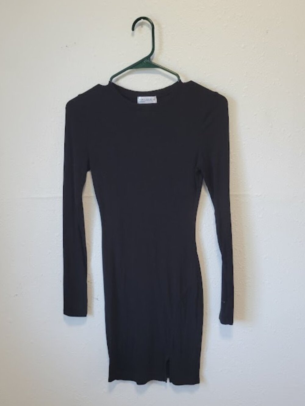 Popular 21 Women's Black Ribbed Long Sleeve Bodycon Mini Dress Medium